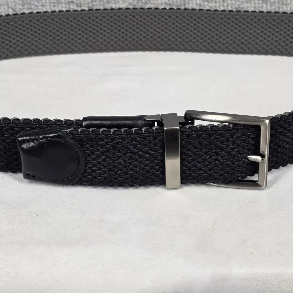 TOMMY BAHAMA MEN’S REVERSIBLE STRETCH WEB BELT – BLACK/GRAY – S/M – 42